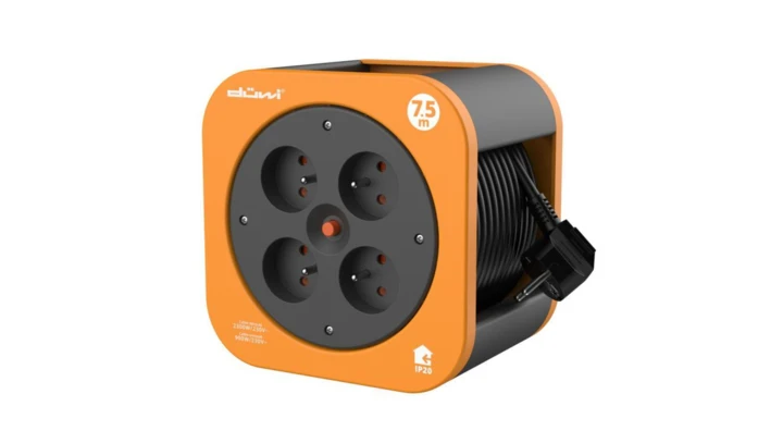 Przedłużacz bębnowy 4-gniazdowy H05VV-F 3G1,0 7,5m pomarańczowo-czarny / 24619