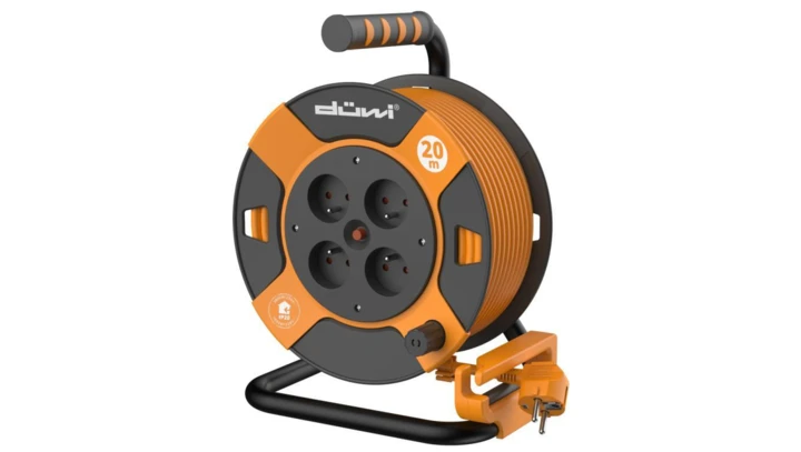 Przedłużacz bębnowy 4-gniazdowy H05VV-F 3G1.0 20m pomarańczowo-czarny / 24628