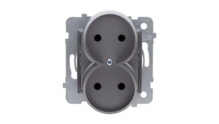 ROSA Gniazdo wtyczkowe podwójne b/u bez ramki inox GP-2Q/M.IN