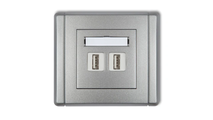 FLEXI Gniazdo podwójne 2xUSB-AA 3.0 srebrny metalik 7FGUSB-6