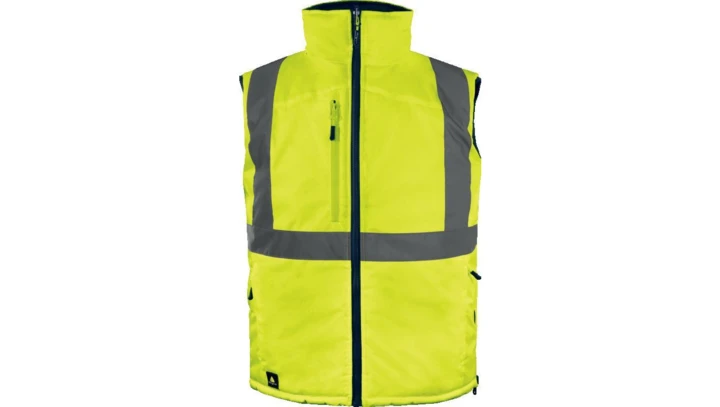 Kamizelka ocieplana, ostrzegawcza, dwustronna z poliestru Oxford, kl.2, kolor Żółty Fluo-Granatowy, rozmiar: XL, FIDJ3HVJAXG