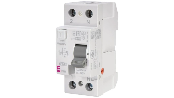 Wyłącznik różnicowoprądowy 2P 63A 0,03A typ A 6kA EFI6-P2 A 63/0.03 002061263