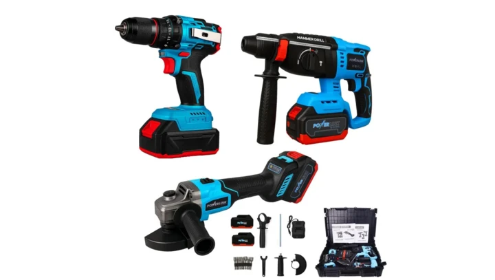 Zestaw narzędzi akumulatorowych w walizce + 2 akumulatory 4Ah 20V z ładowarką PWL-SET01 EX30332