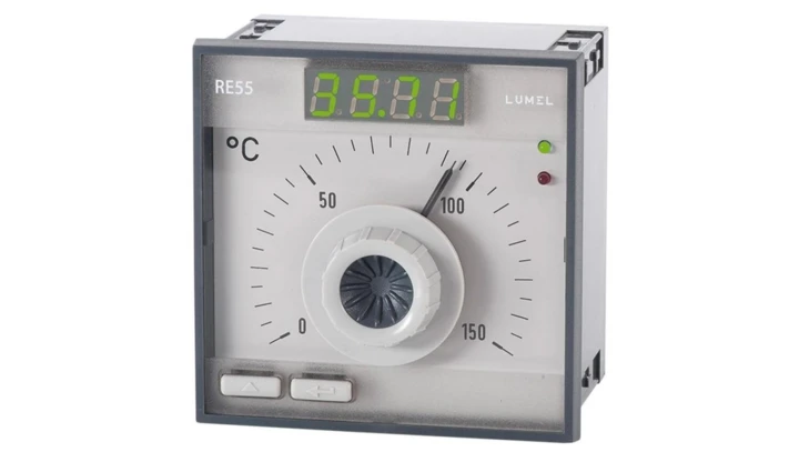 Regulator, analog. nastawa 07:Fe-CuNi (J) 0-250C 1:regulator załącz-wyłącz RE55