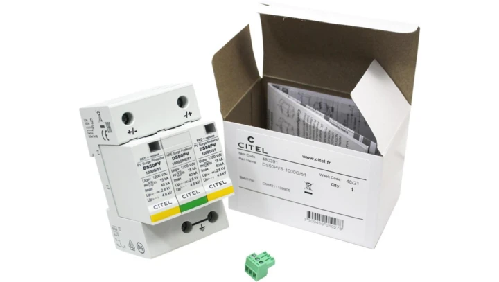 Ogranicznik przepięć PV typ2 Klasa C 3P 1200V DC 15kA kV CITEL DS50PVS-1000G/51