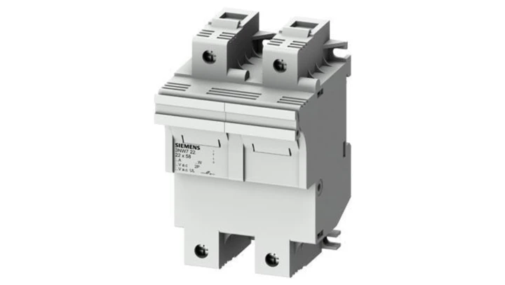 Podstawa bezpiecznikowa do wkładek cylindrycznych 22x58mm 100A 2-bieg. Na szynę DIN 3NW7221