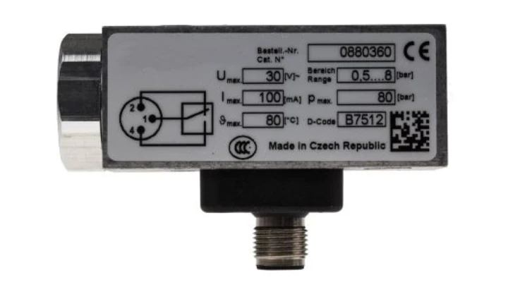 Przełącznik ciśnienia RS PRO Sprężone powietrze, Gaz, Pneumatyka Narzędzia elektromechaniczne M12 x 1