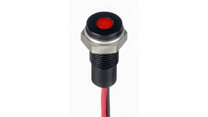 Lampka kontrolna do montażu panelowego 1.8 → 3.3V dc, czerwona 6mm LED Wyprowadzenia RS PRO