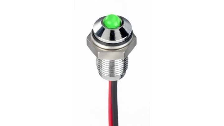 Lampka kontrolna do montażu panelowego 1.8 → 3.3V dc, zielona 6mm LED Chrom Wyprowadzenia RS PRO