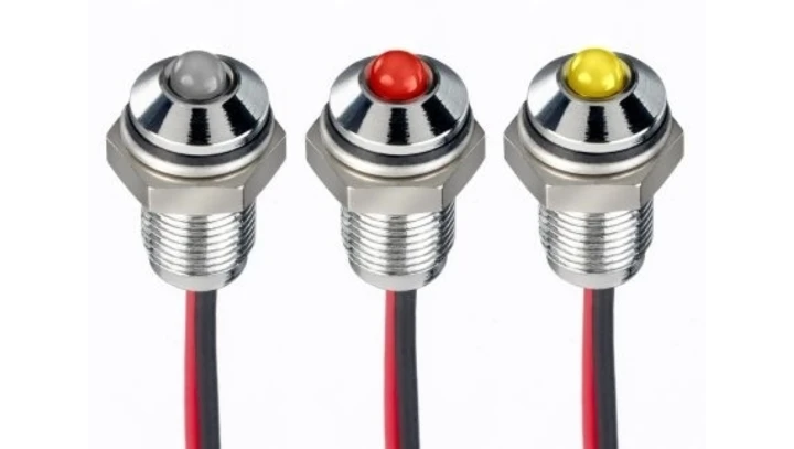 Lampka kontrolna do montażu panelowego 1.8 → 3.3V dc Zielony, czerwony 6mm LED Chrom Wyprowadzenia RS PRO