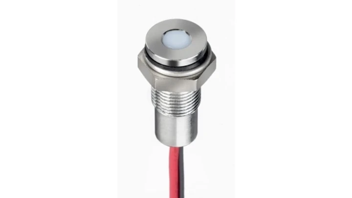 Lampka kontrolna do montażu panelowego 1.8 → 3.3V dc, biała 6mm LED Chrom Wyprowadzenia RS PRO