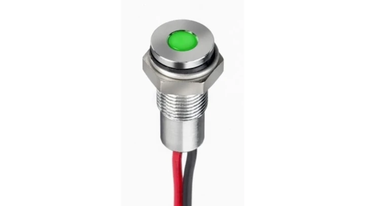 Lampka kontrolna do montażu panelowego 1.8 → 3.3V dc, zielona 6mm LED Chrom Wyprowadzenia RS PRO