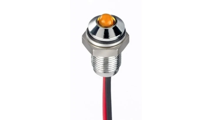 Lampka kontrolna do montażu panelowego 10.8 → 13.2V dc Pomarańczowy 6mm LED Chrom Wyprowadzenia RS PRO