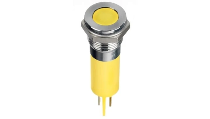 Lampka kontrolna do montażu panelowego 24V dc, Żółta 14mm LED Chrom Faston, oczko lutownicze RS PRO