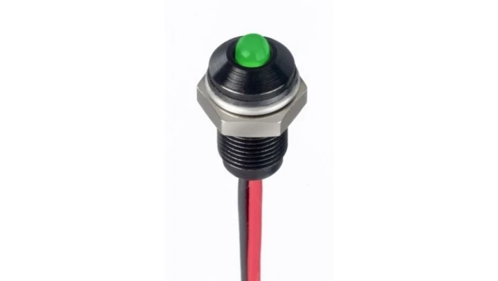 Lampka kontrolna do montażu panelowego 1.8 → 3.3V dc, zielona 6mm LED Wyprowadzenia RS PRO