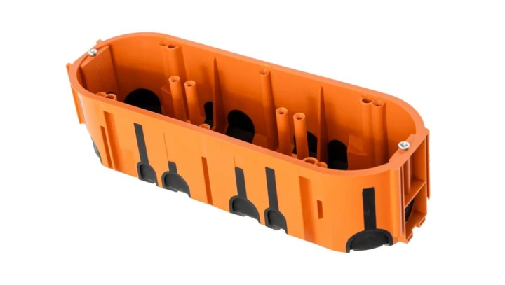 Puszka podtynkowa ProDuo potrójna, głęboka 60mm, fi68, łączeniowa, z wkrętami, wiatroszczelna , pomarańczowa, IP30 /A.0093/