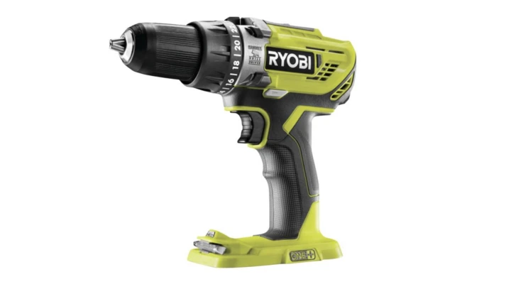 Zestaw Ryobi wiertarka, szlifierka kątowa, akumulator 2,5 Ah + ładowarka