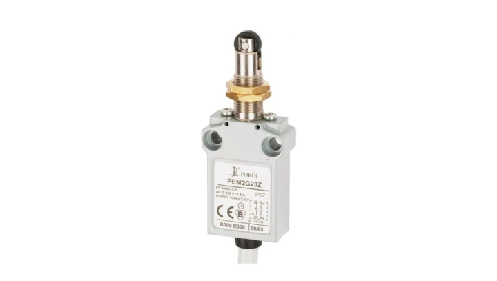 Wyłącznik krańcowy 1R 1Z wolnoprzełączający rolka z tworzywa Ø10,7 z mocowaniem za gwintowaną głowicę PEM2G23X A37-B89X