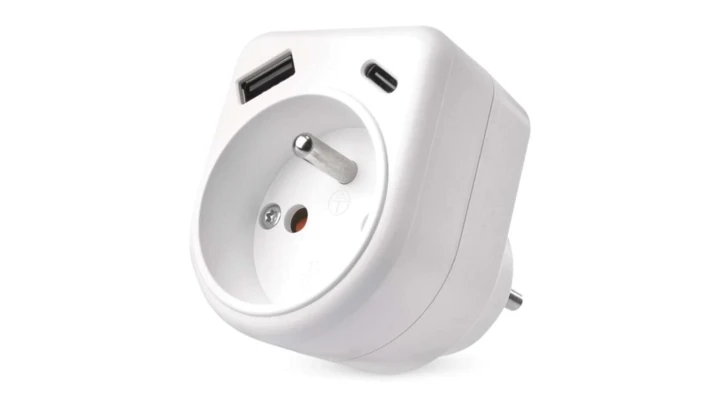 Rozgałęźnik 1×, 1×USB-A+1×USB-C, biały P0074