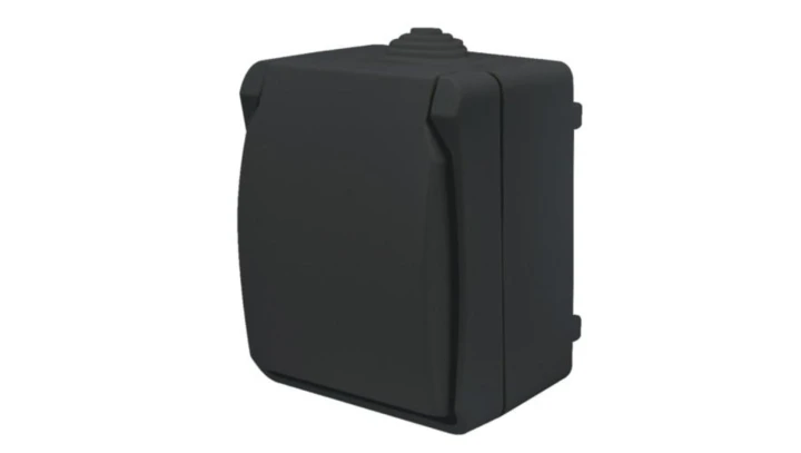 Gniazdo pojedyncze z uziemieniem natynkowe z klapką Aqua Plus IP54 antracyt / 40333