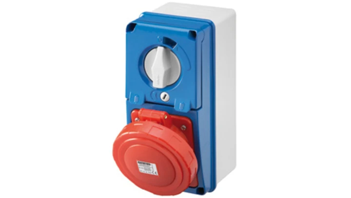 Gniazdo wtykowe z blokadą pionowe bez spodu 16A 3P+E 400V 9H GW66330