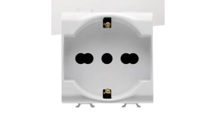 Gniazdo pojedyncze z/u 16A 2 moduły białe standard francuski ELIT00815 /opak. 6/
