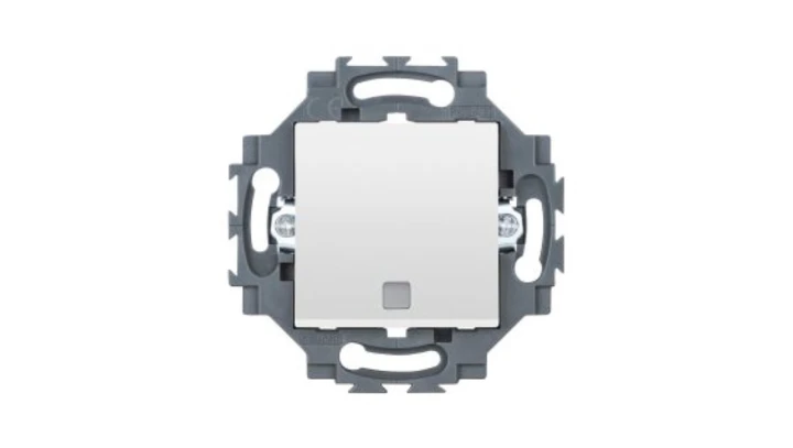 Łącznik pojedynczy 1P 10AX, podświetlany z okienkiem, samozaciski, biały, Dahlia GW35006W