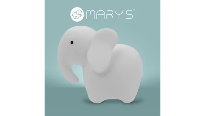 MARYS Lampka nocna LED Słoń biały RGB z pilotem MW61258