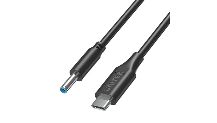 UNITEK Kabel zasilający USB-C - DC Jack 4,5x3mm 65W PD do laptopów HP 1,8m