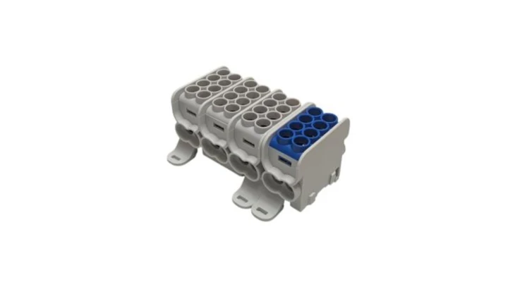 Blok dystrybucyjny - rozdzielczy HLAK25 4P szary, niebieski 2xAl/Cu 25mm²+16mm² 1000VAC/1500VDC MAG4253AB0