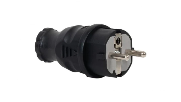 Wtyczka do przedłużacza gumowa rozkręcana z uziemieniem 230V F6.0354