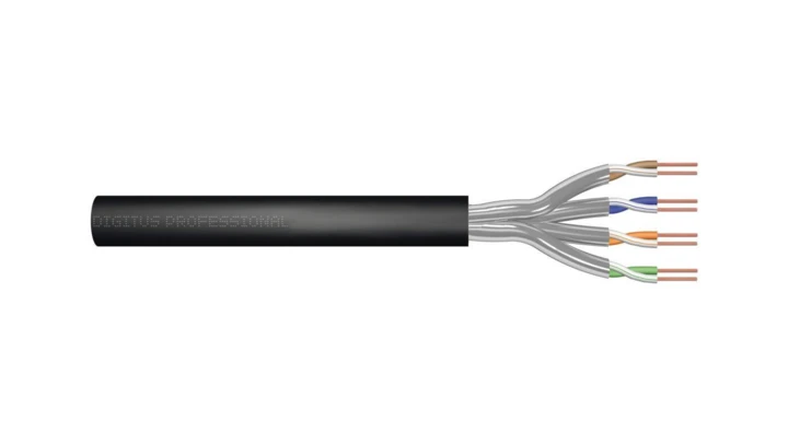 Kabel instalacyjny zewnętrzny żelowany DIGITUS kat.5e U/UTP, Fca, AWG 24/1, PE, 305m, czarny, karton DK-1511-VH-305-OD