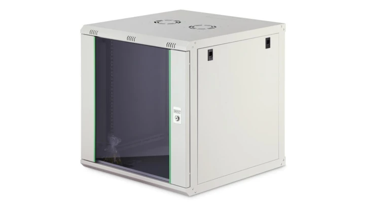 Szafa sieciowa wisząca Dynamic 19 12U rack 600x600, drzwi szyba, szary, niezłożona, 60kg DN-37110