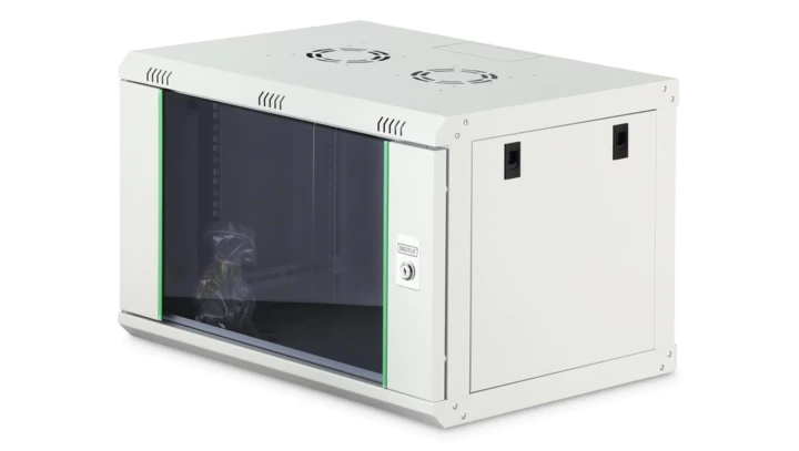 Szafa sieciowa wisząca Dynamic 19 7U rack 600x450, drzwi szyba, szary, niezłożona, 60kg DN-37100