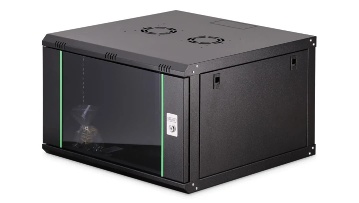 Szafa sieciowa wisząca Dynamic 19 7U rack 600x600, drzwi szyba, czarny, niezłożona, 60kg DN-37103