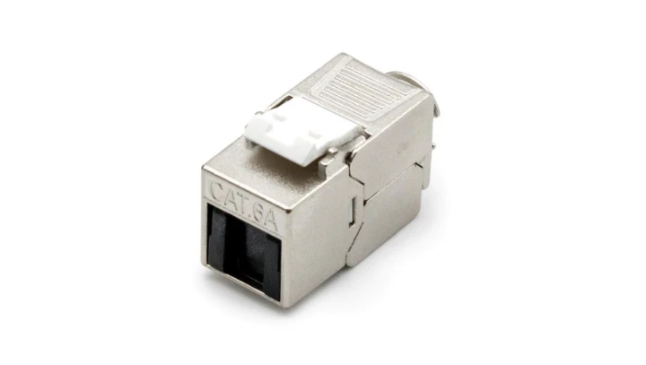Moduł (gniazdo) Keystone RJ45 (8P8C) kat.6A, STP, ekranowany, beznarzędziowy, osłona przeciwpyłowa DN-93615-D