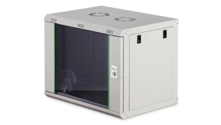 Szafa sieciowa wisząca Dynamic 19 9U rack 600x450, drzwi szyba, szary, niezłożona, 60kg DN-37104