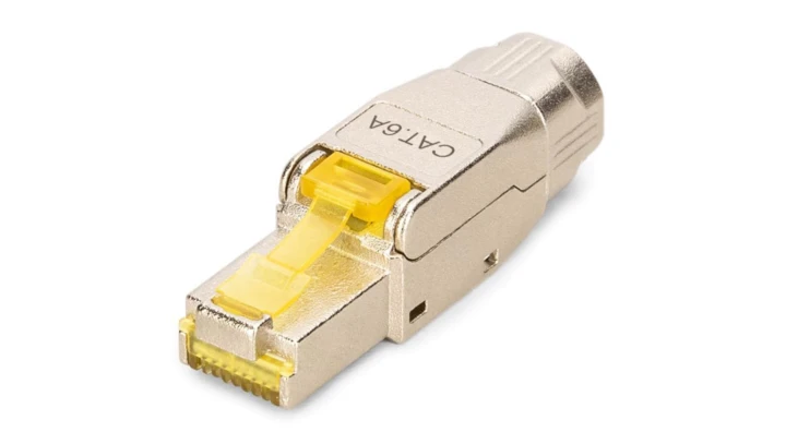 Wtyk modularny RJ45 kat.6A, PoE++, 10GbE, ekranowany, metalowy, beznarzędziowy, AWG 27-22,linka/drut DN-93638