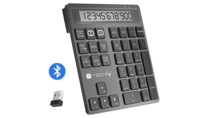 Bezprzewodowa Klawiatura Numeryczna Kaypad Kalkulator Techly BT 5.0 RF USB IDATA KB-1005CAL