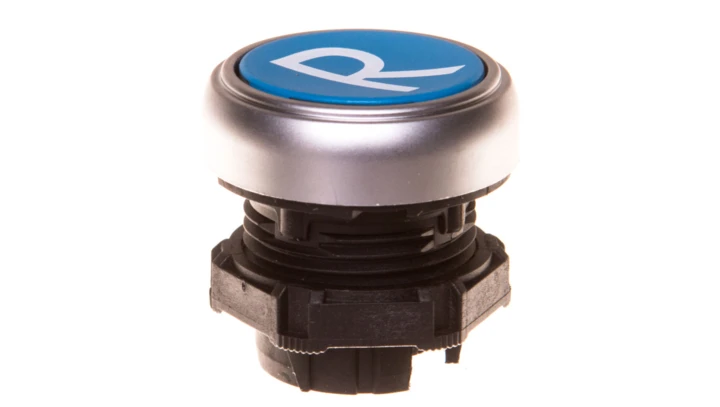 Napęd przycisku 22mm niebieski z samopowrotem bez adaptera symbol /R/ LPCB1176