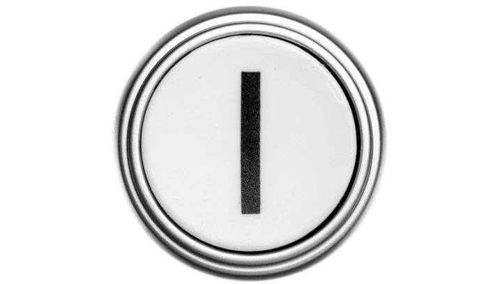 Napęd przycisku 22mm biały z samopowrotem bez adaptera symbol /I/ LPCB1118