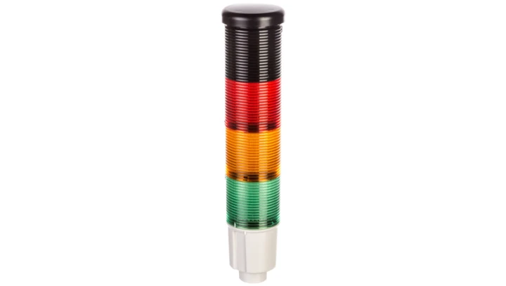 Kolumna sygnalizacyjna fi 45mm, światło zielone/pomarańczowe/czerwone ciągłe LED, dźwięk ciągły lub przerywany 24VDC 8LT4K05BG