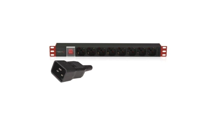 Listwa Zasilająca Rack 1U 8x Schuko/UNEL, Kabel C20 3m, 16A