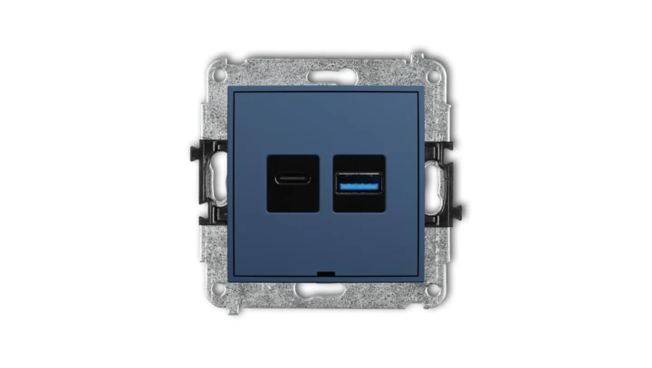 MINI Mechanizm ładowarki USB podwójnej USB C + USB A, 30W max., bez pola opisowego navy blue 64MCUSBBO-10