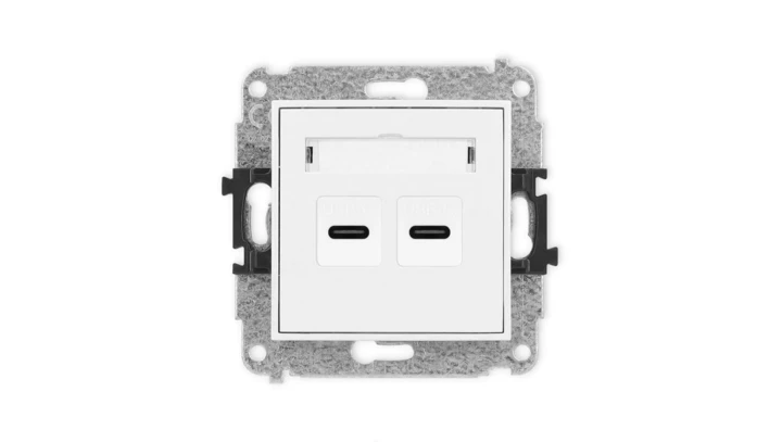 ICON Mechanizm ładowarki USB podwójnej 2xUSB C, 30W max. biały mat 25ICUSB-9
