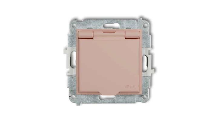 ICON Mechanizm gniazda bryzgoszczelnego z uziemieniem 2P+Z (klapka łososiowa, przesłony torów prądowych) łososiowy 62IGPB-1zp