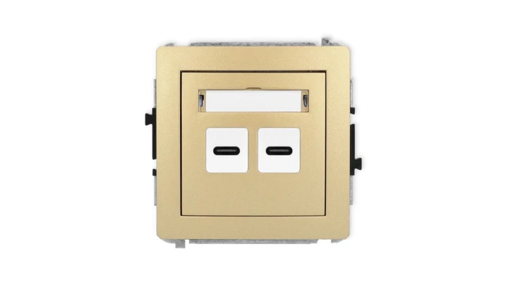DECO Mechanizm ładowarki USB podwójnej 2xUSB C, 30W max. złoty 29DCUSB-9