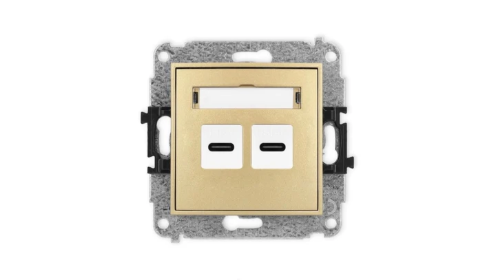 MINI Mechanizm ładowarki USB podwójnej 2xUSB C, 30W max. złoty 29MCUSB-9