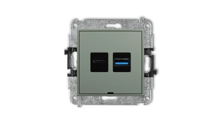 ICON Mechanizm ładowarki USB podwójnej USB C + USB A, 30W max., bez pola opisowego szałwiowy 61ICUSBBO-10