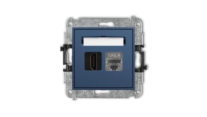 MINI Mechanizm gniazda pojedynczego HDMI 2.1, 8K + gniazda komp. poj. 1xRJ45, kat. 8, ekranowany, 8-stykowy navy blue 64MGHK-88